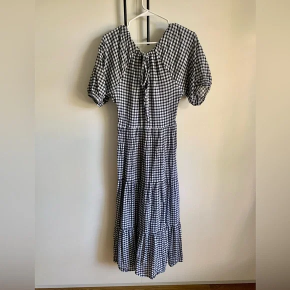 MNG by Mango Gingham Back Tie Dress - Size 2 - Picture 3 of 8